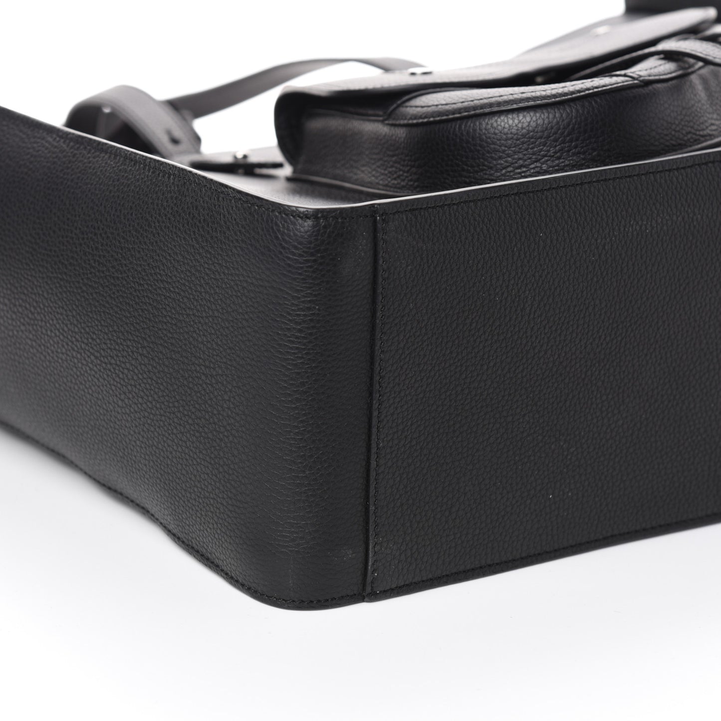 Grained Calfskin Saddle Tote Black