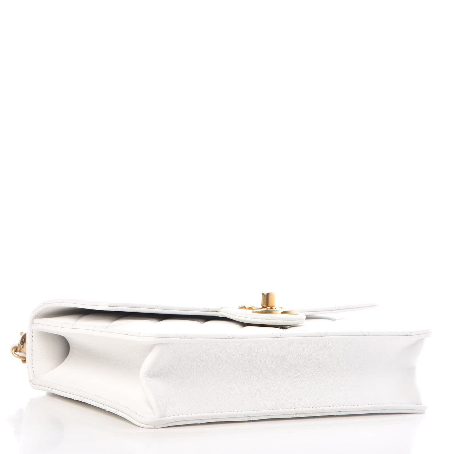Lambskin Quilted Small Chic Pearls Flap White
