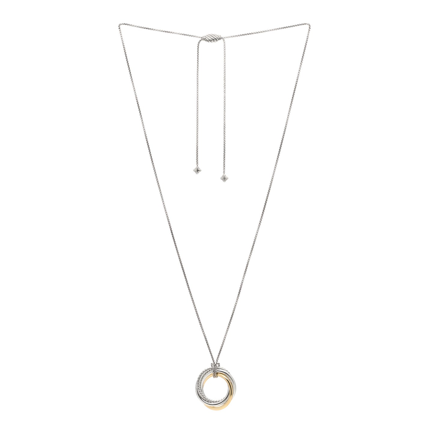 Sterling Silver 14K Yellow Gold 28mm Crossover Pendant Necklace