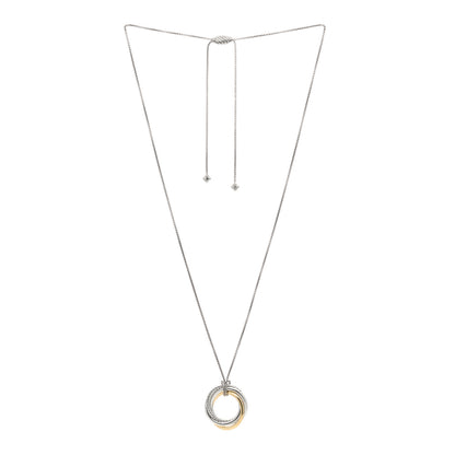 David Yurman Sterling Silver 14K Yellow Gold 28mm Crossover Pendant Necklace 3 of 4