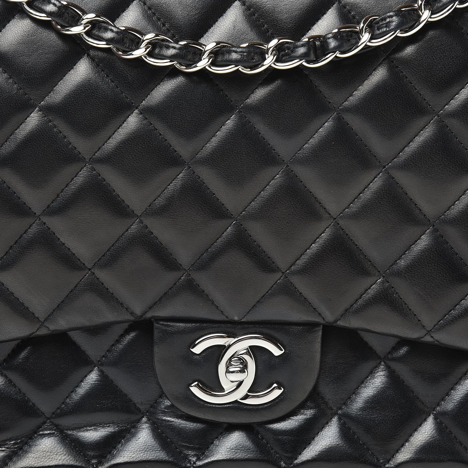 Chanel Lambskin Quilted Maxi Double Flap Black 8 of 15