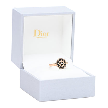 Christian Dior 18K Rose Gold Diamond Black Onyx Rose Des Vents Ring 55 7.25 5 of 5