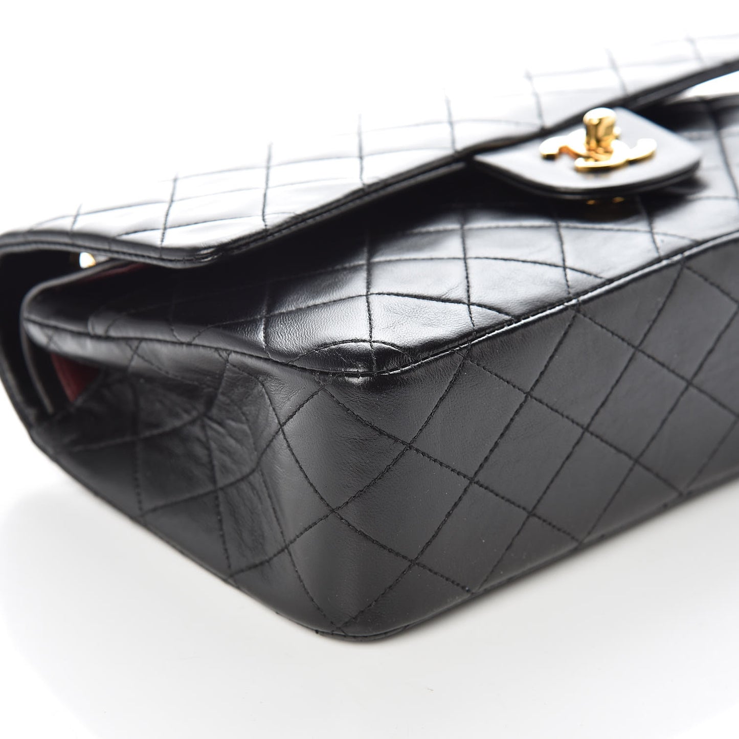 Lambskin Quilted Medium Double Flap Black