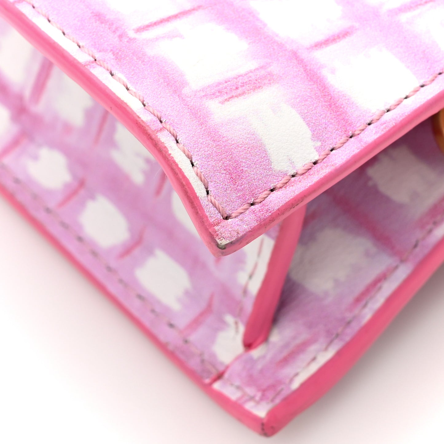 Smooth Calfskin Check Printed Le Chiquito Pink White
