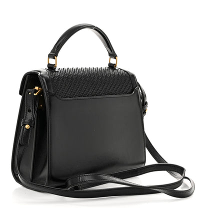 Saint Laurent Calfksin Woven Mini Classic Monogram Cassandra Top Handle Black 3 of 10