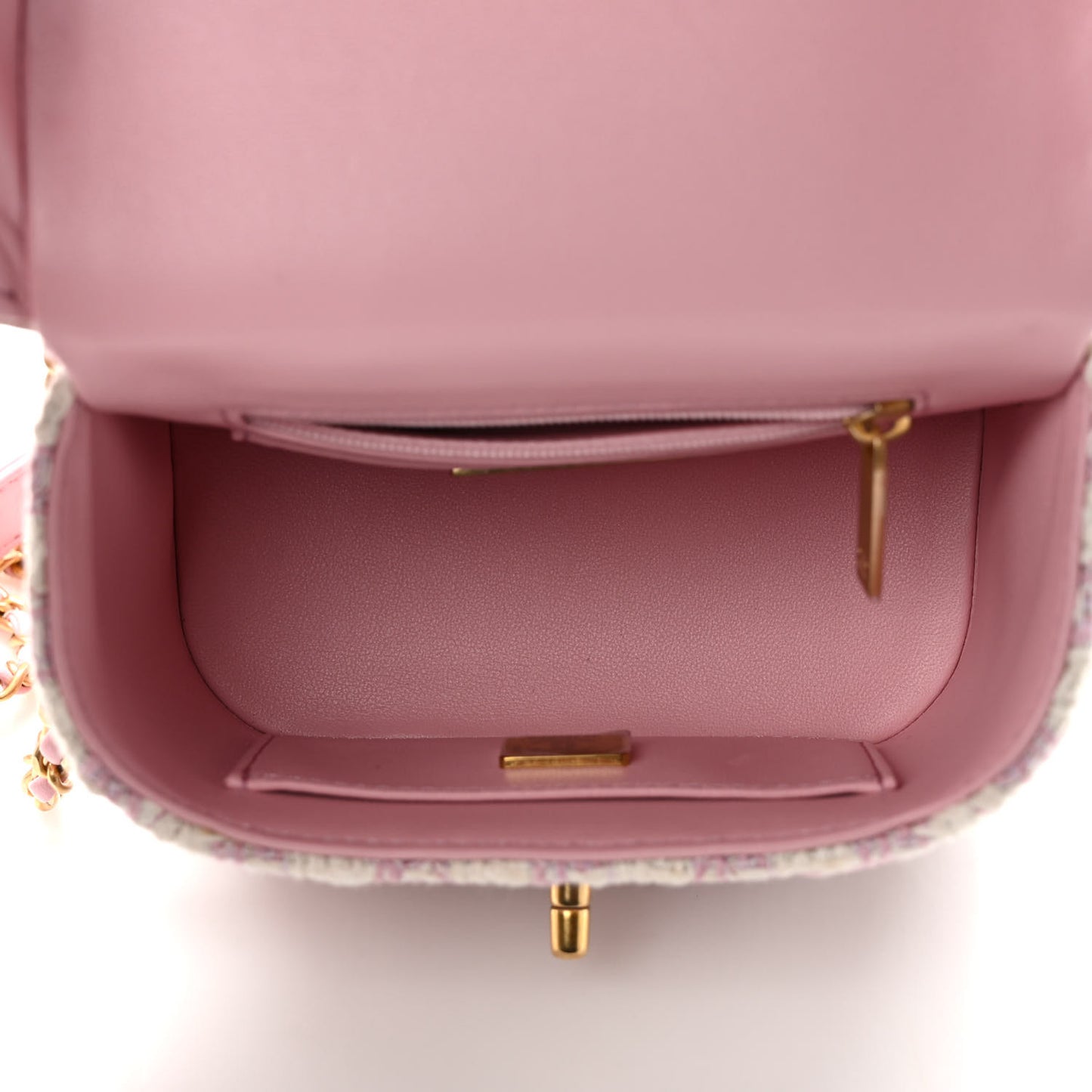 Tweed Handle Crush Small Vanity Case Pink Ecru