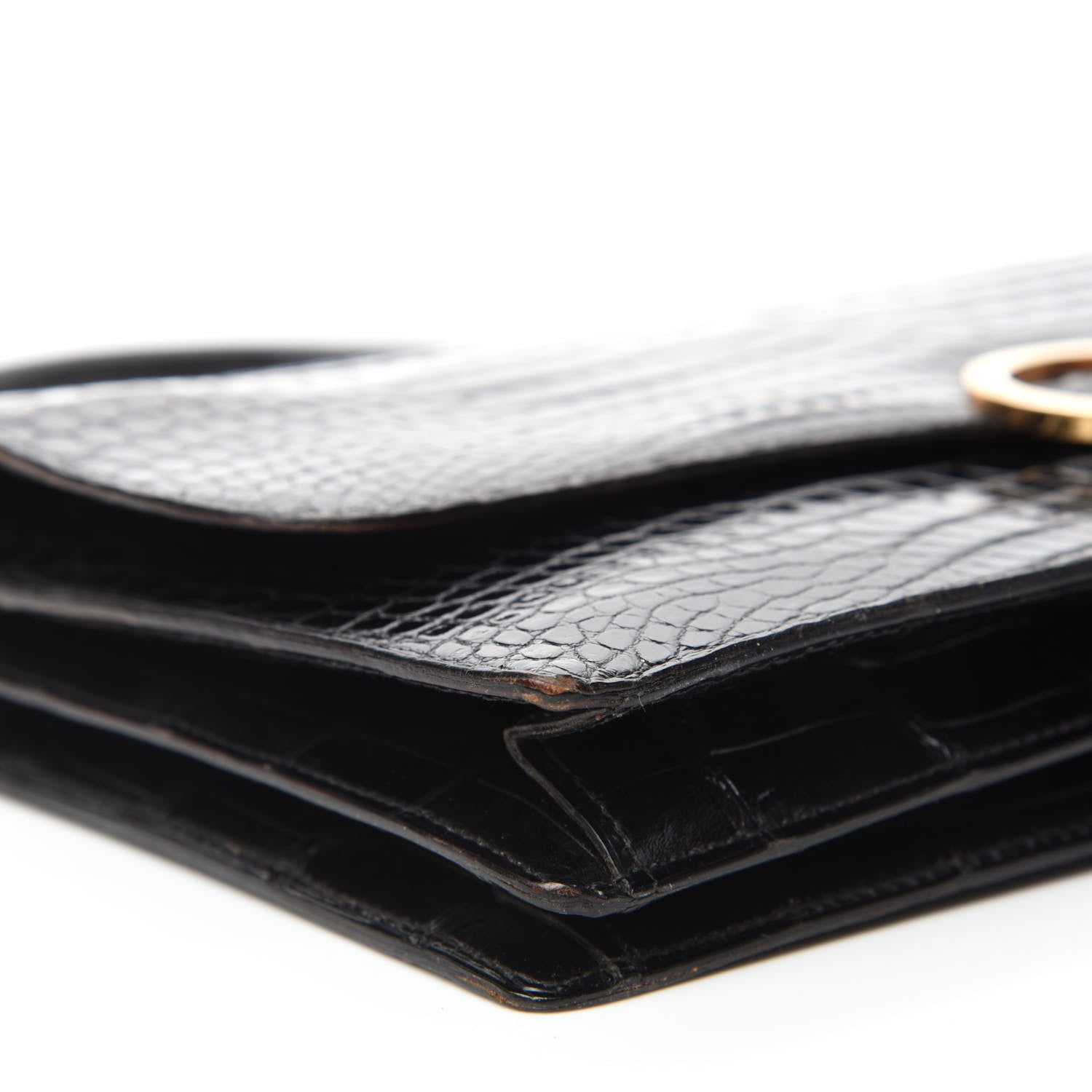Hermes Shiny Porosus Crocodile Sac Boutonniere Black 6 of 17