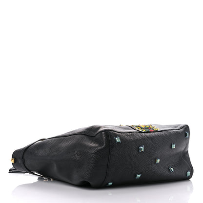 Valentino Garavani Grained Calfskin Jamaica Beaded My Rockstud Tote Black 4 of 17