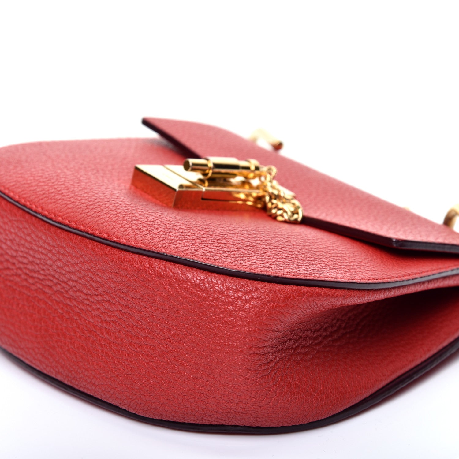 Chloe Grained Lambskin Mini Drew Shoulder Bag Plaid Red 7 of 9