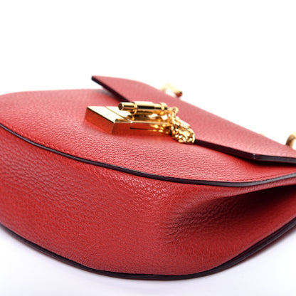 Chloe Grained Lambskin Mini Drew Shoulder Bag Plaid Red 7 of 9