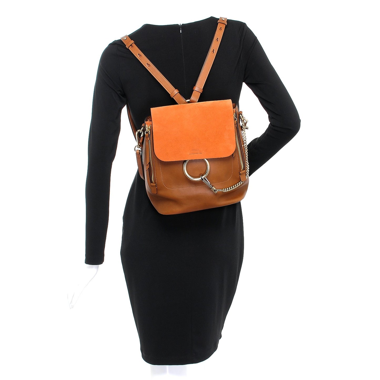 Suede Calfskin Medium Faye Backpack Tan