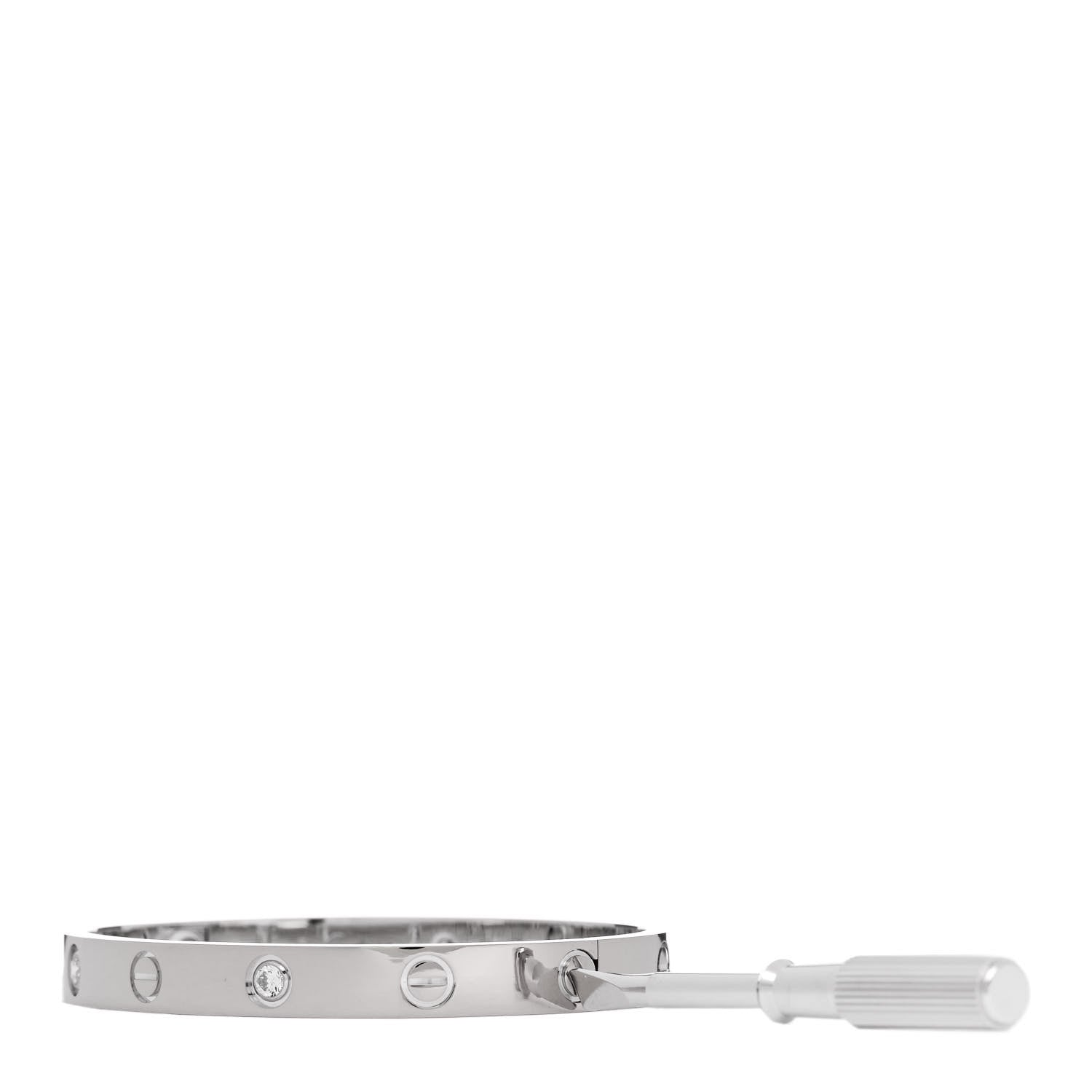 Cartier 18K White Gold 4 Diamond LOVE Bracelet 16 3 of 9
