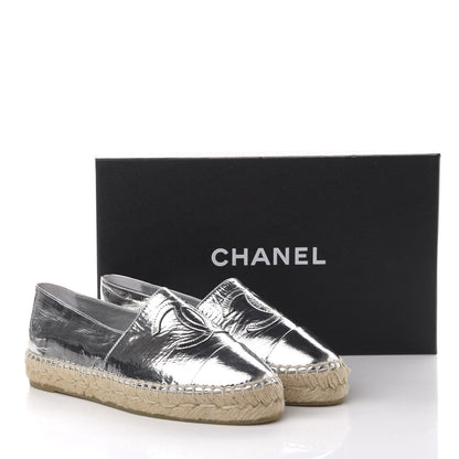 Chanel Laminated Goatskin CC Espadrilles 36 Silver 10 of 10
