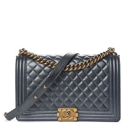 Chanel Pearl Calfskin New Medium Boy Flap Dark Grey 1 of 13