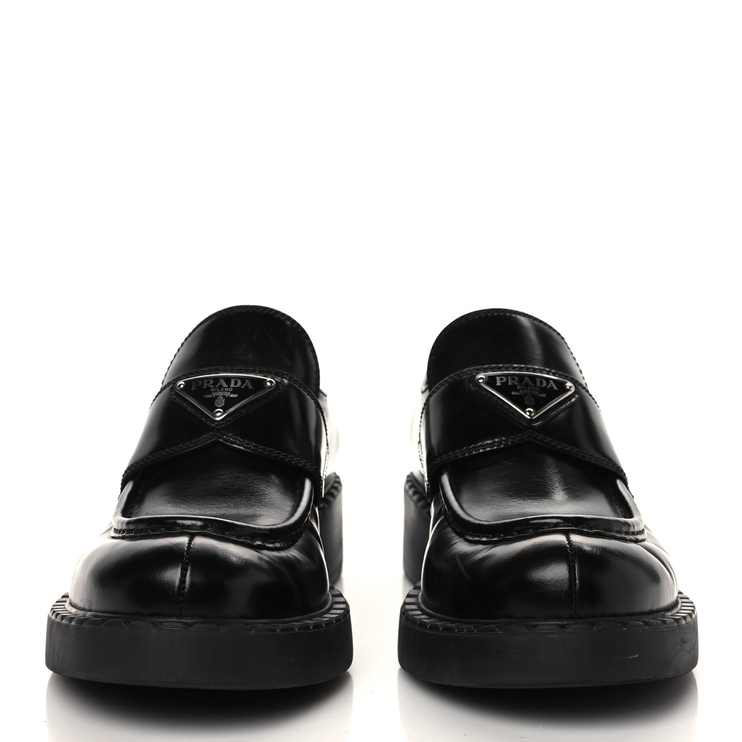 Spazzolato Metal Triangle Logo 50mm Loafers 39.5 Black
