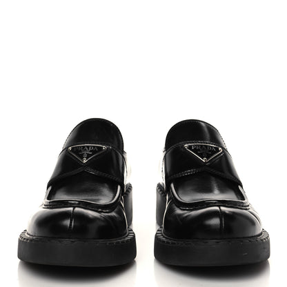 Prada Spazzolato Metal Triangle Logo 50mm Loafers 39.5 Black 3 of 8