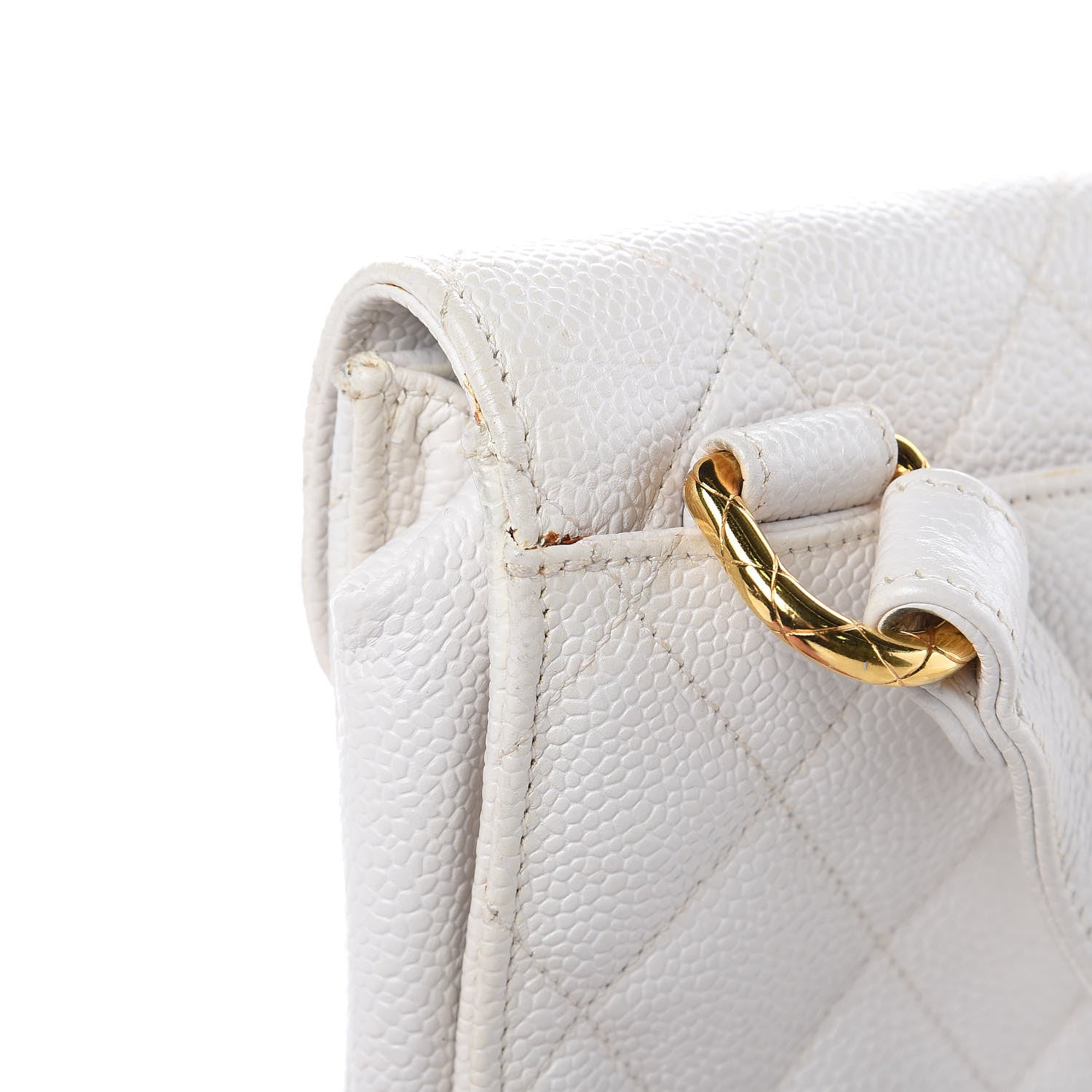 Chanel Caviar Quilted Single Flap Shoulder Bag White 11 of 16