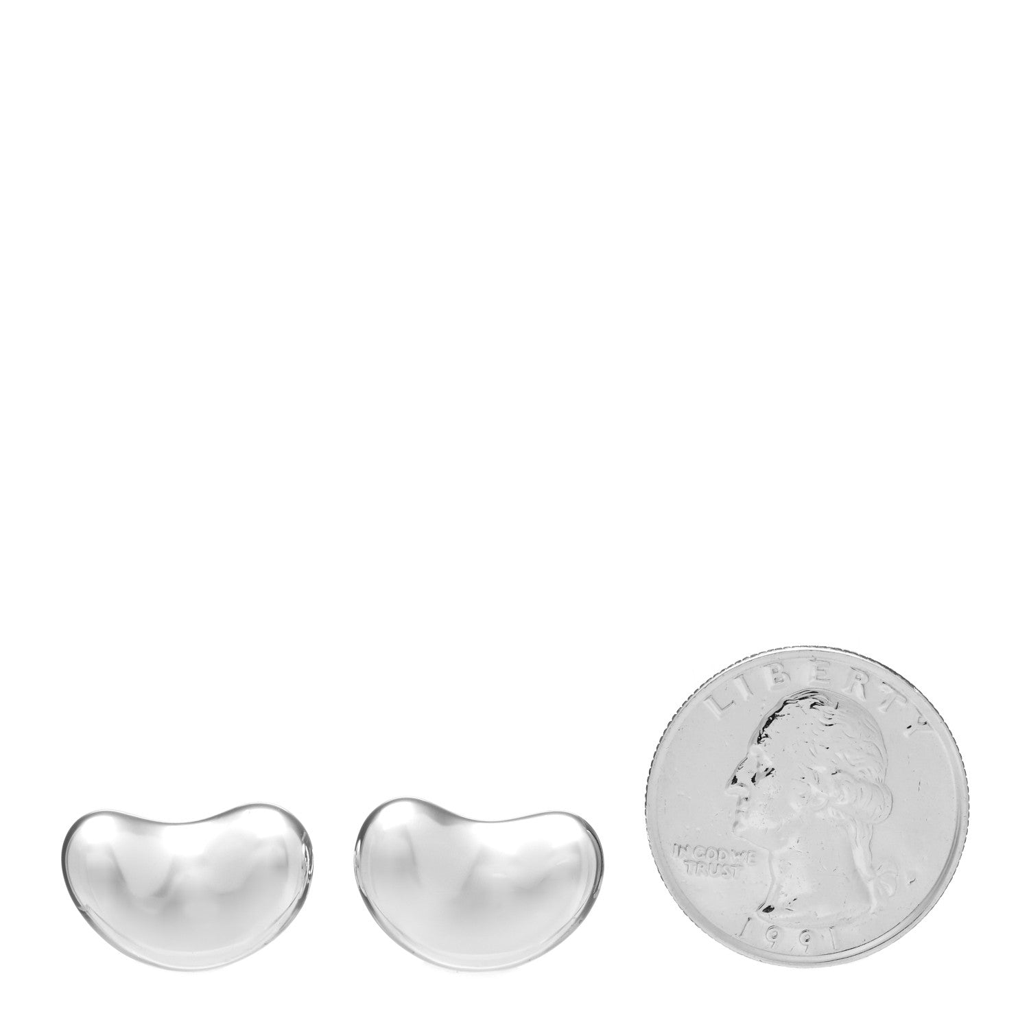 Tiffany Sterling Silver 18mm Elsa Peretti Bean Cufflinks 2 of 5