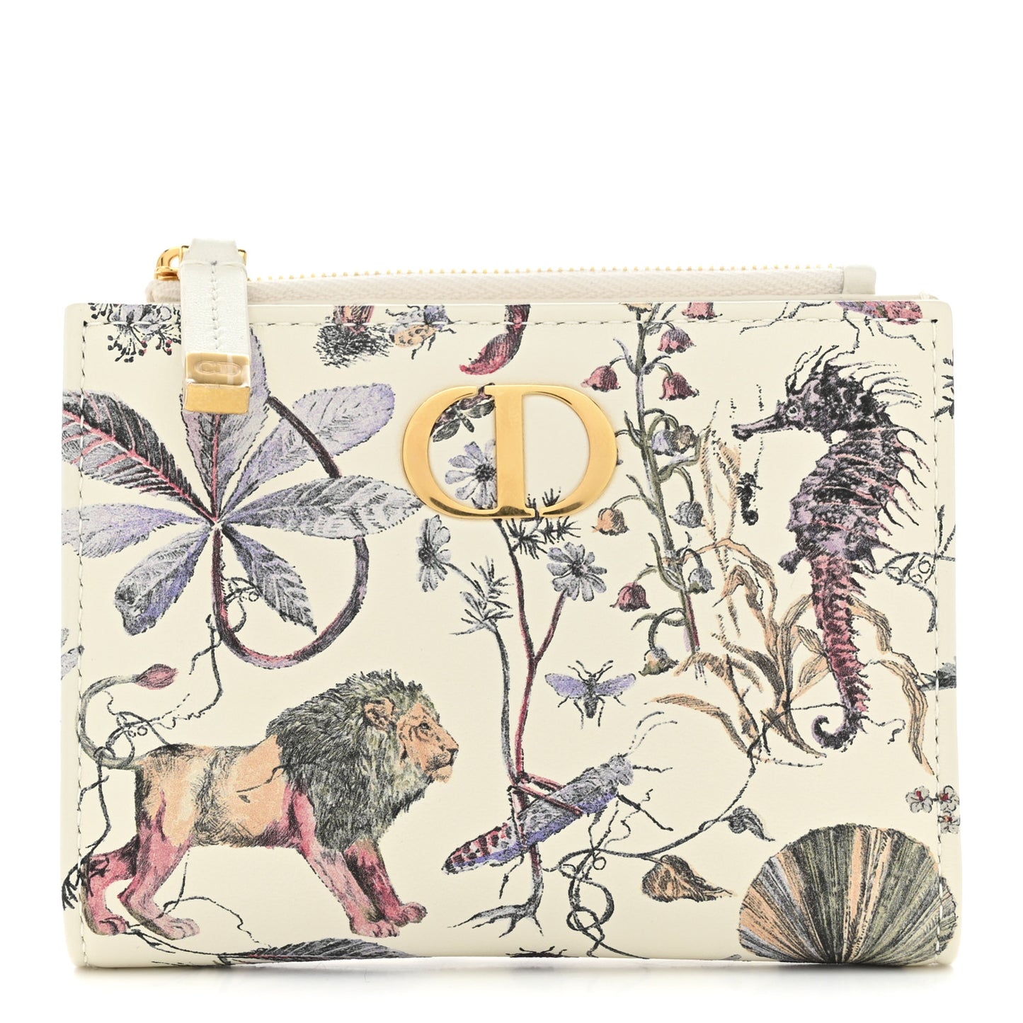 Calfskin Cabinet De Curiosites Print Caro XS Wallet White Multicolor