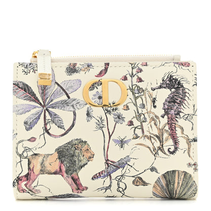 Christian Dior Calfskin Cabinet De Curiosites Print Caro XS Wallet White Multicolor 1 of 7