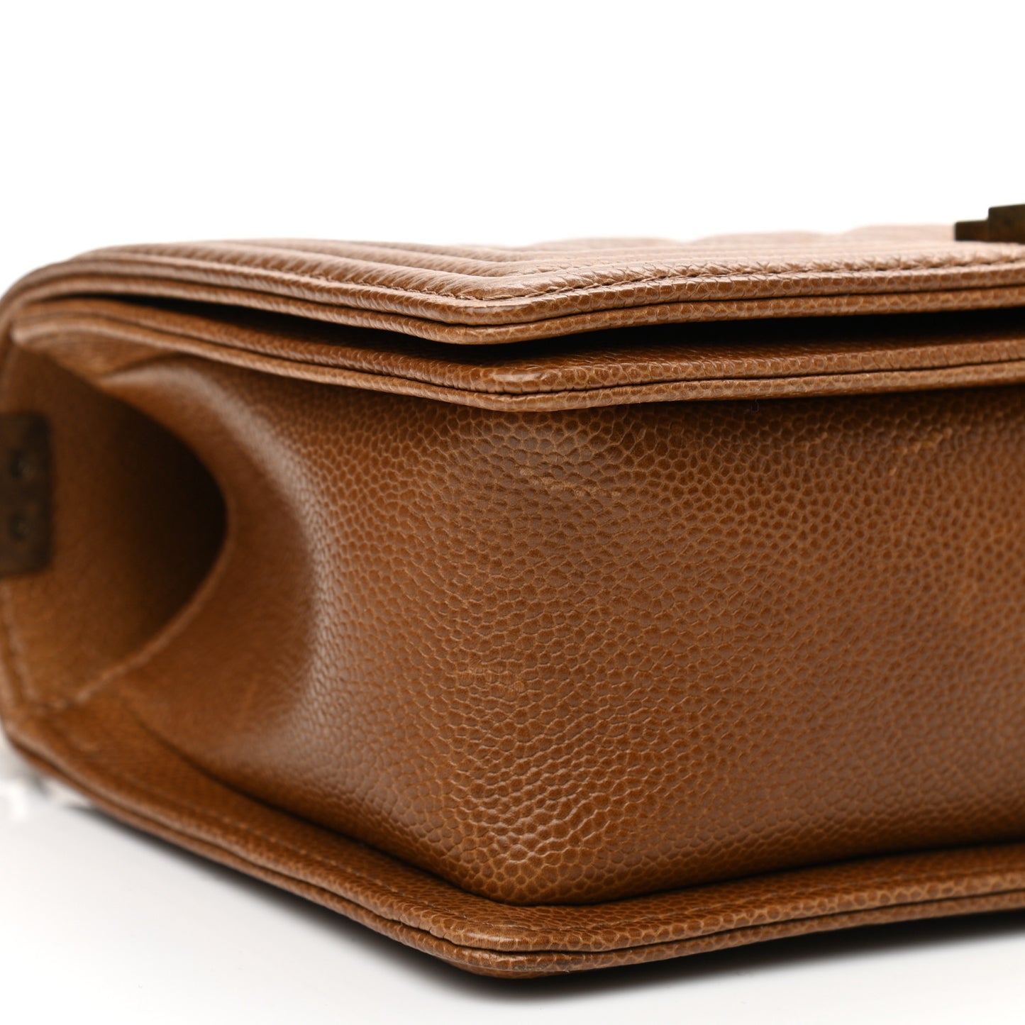 Caviar Quilted Medium Boy Flap Light Brown