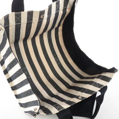 Hermes Canvas Striped Cannes MM Black White 7 of 10