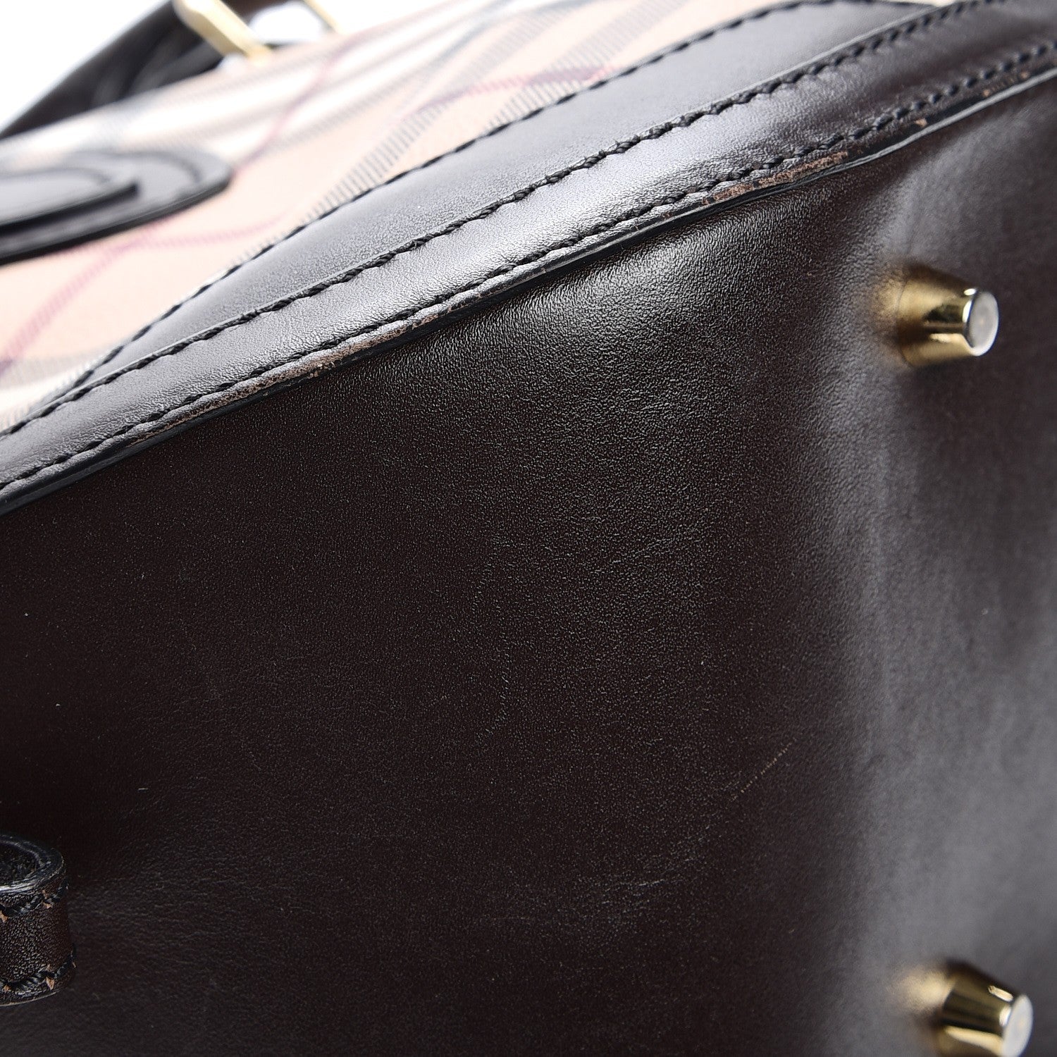 Burberry Haymarket Check Small Orchard Bowling Bag Chocolate 13 of 17