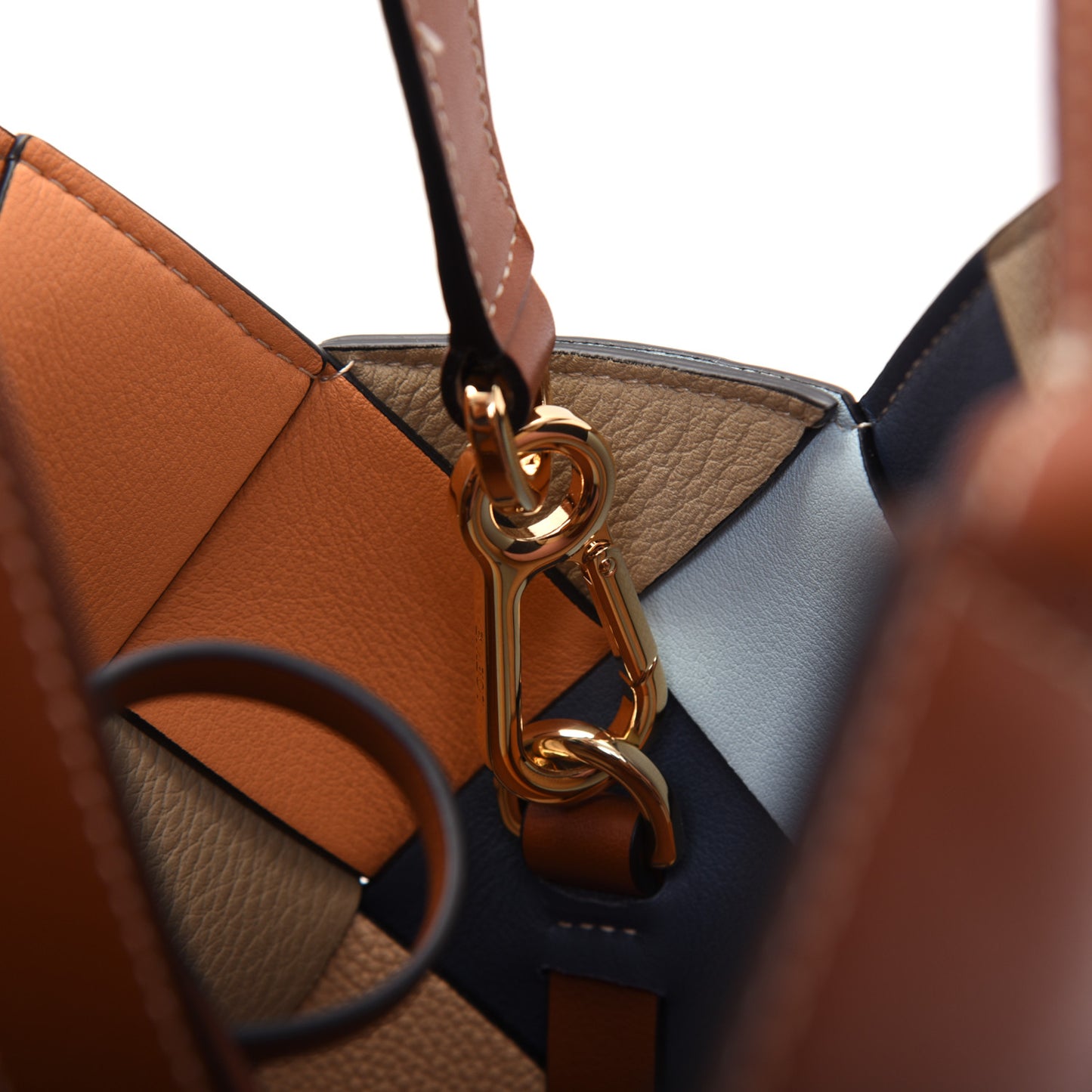 Calfskin Small Woven Basket Surplus Bag Soft Apricot Crystal Blue