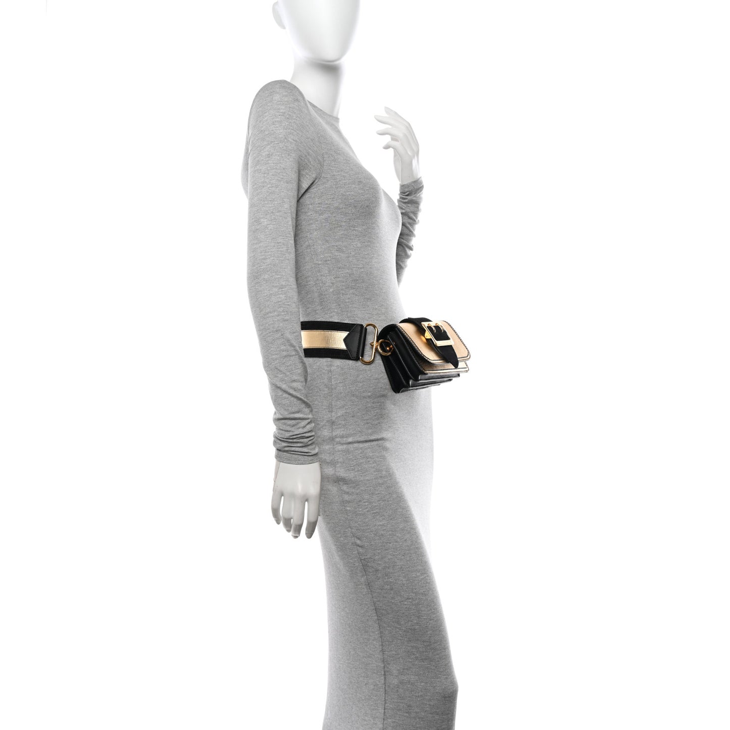 Metallic Calfskin Small Madison Buckle Bag Gold