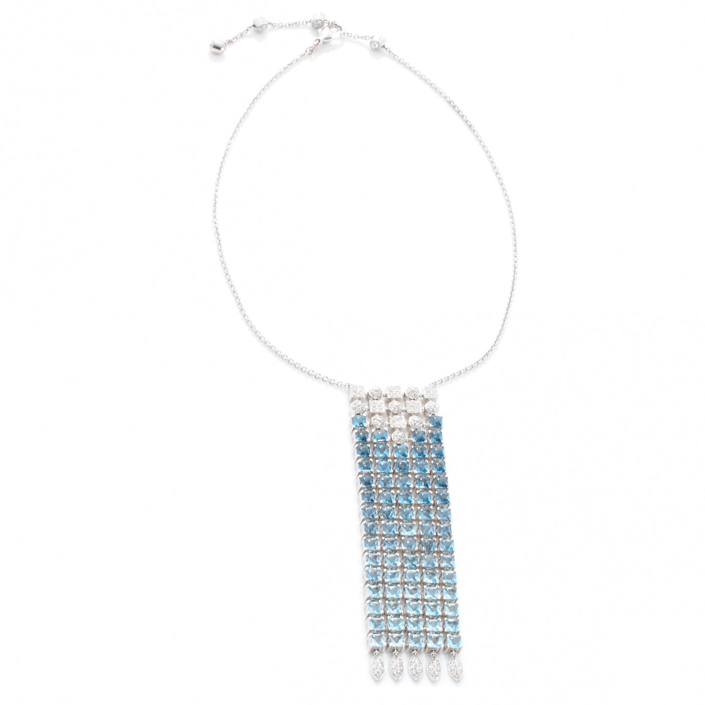 BVLGARI 18k Lucea Diamond Blue Topaz Gradient Waterfall Necklace