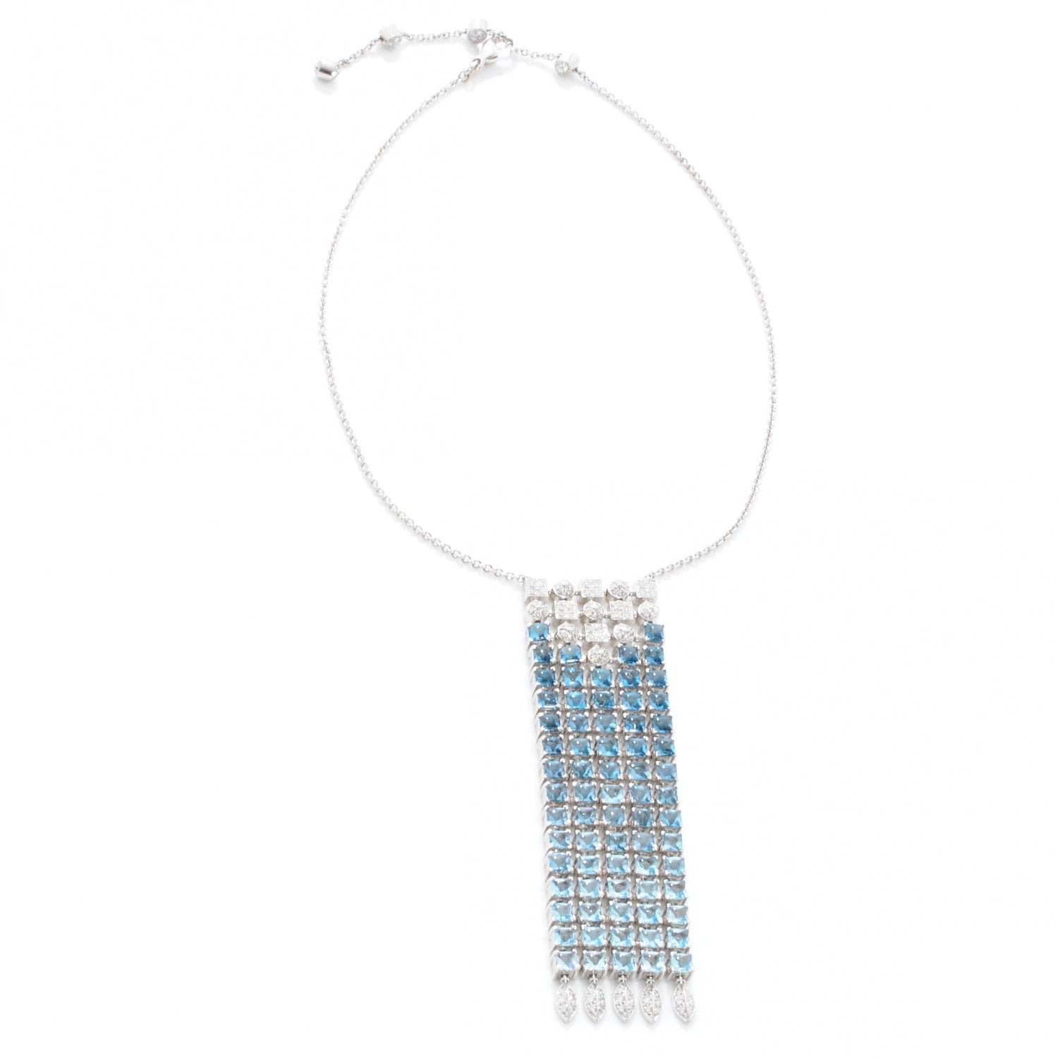 Bulgari BVLGARI 18k Lucea Diamond Blue Topaz Gradient Waterfall Necklace 3 of 6