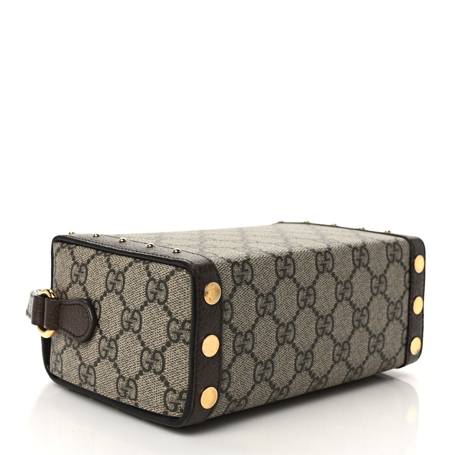 Gucci GG Supreme Monogram Textured Dollar Calfskin Mini Trunk Shoulder Bag Beige Ebony New Acero 4 of 9