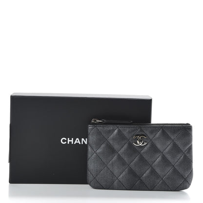 Chanel Metallic Goatskin Quilted Small Cosmetic Case Dark Grey 8 of 8