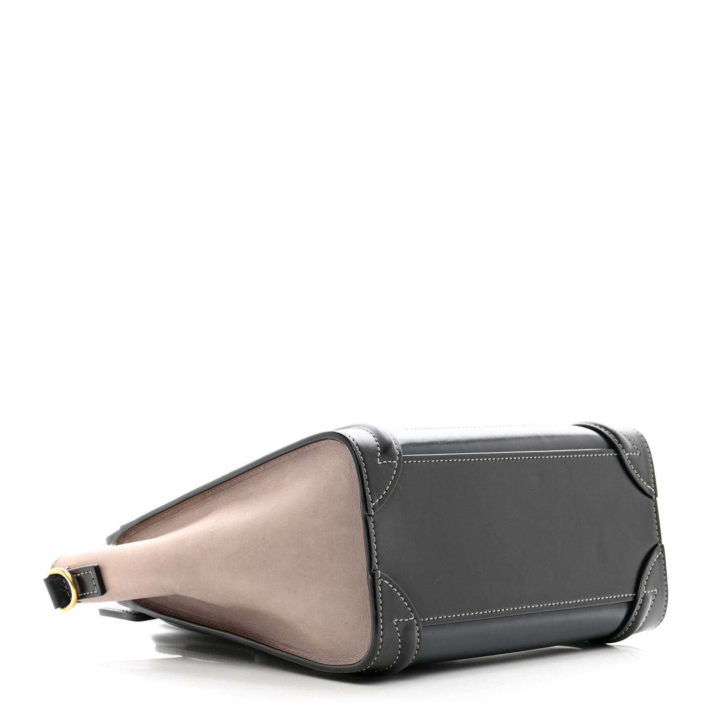 Glazed Calfskin Nano Bi-Color Luggage Black Taupe