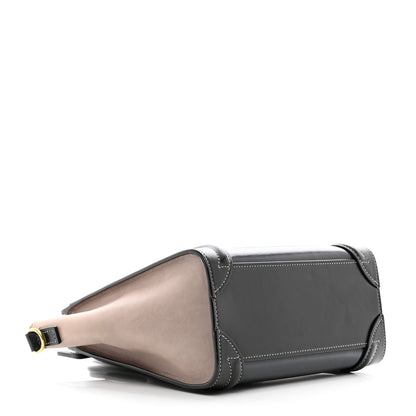 Celine Glazed Calfskin Nano Bi-Color Luggage Black Taupe 4 of 10