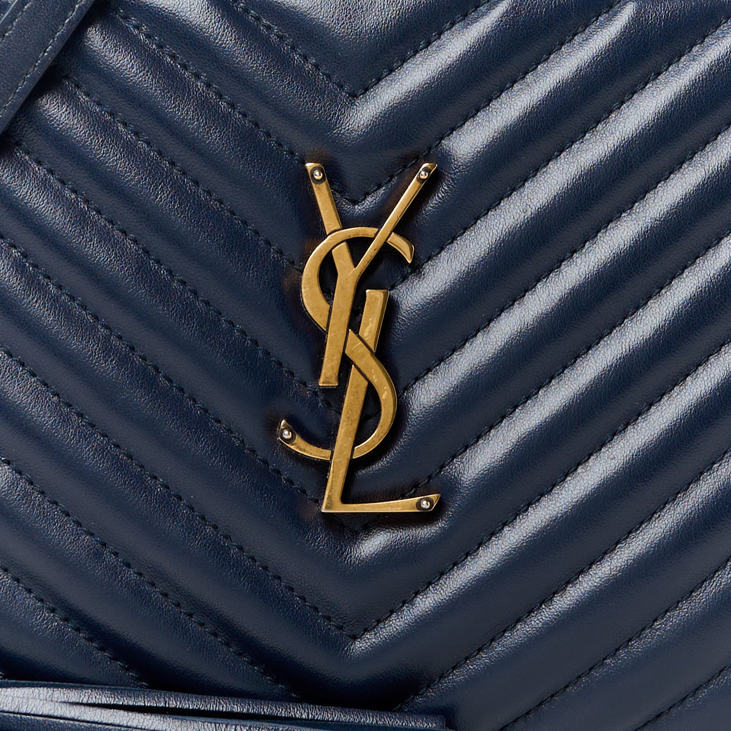 SAINT LAURENT Calfskin Matelasse Monogram Lou Camera Bag Navy