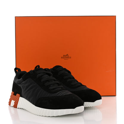 Hermes Parachute Fabric Suede Goatskin Bouncing Sneakers 38 Black 8 of 8