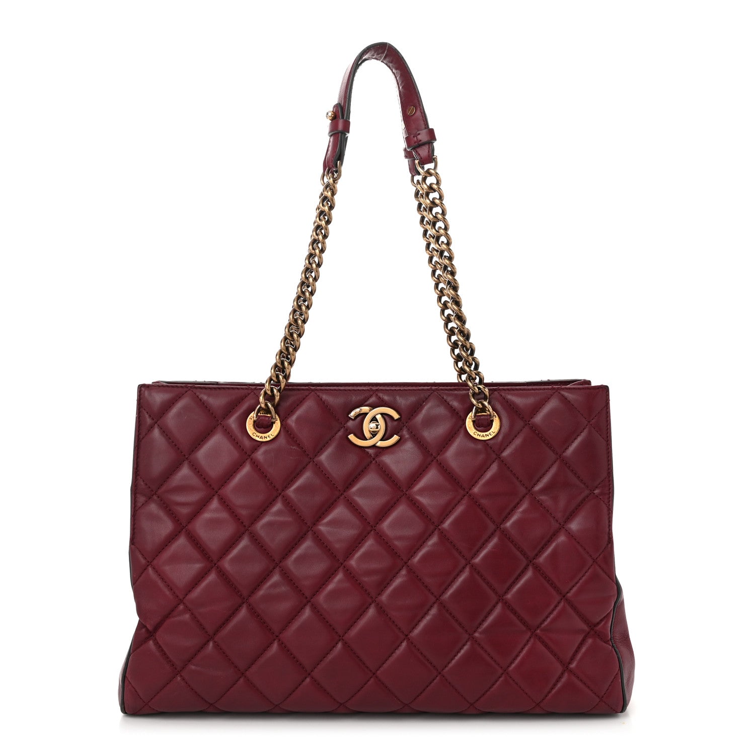 Chanel Calfskin Quilted Perfect Edge Tote Burgundy 1 of 14
