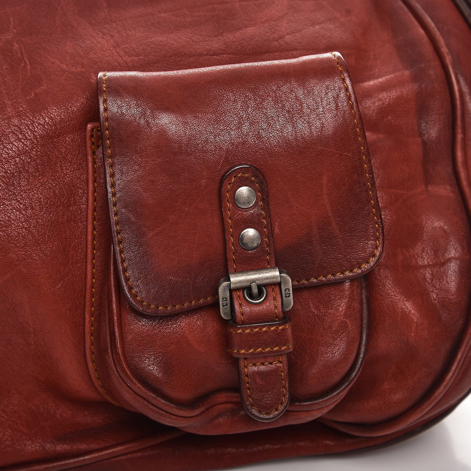 Christian Dior Calfskin Medium Gaucho Double Saddle Bag Red 8 of 13