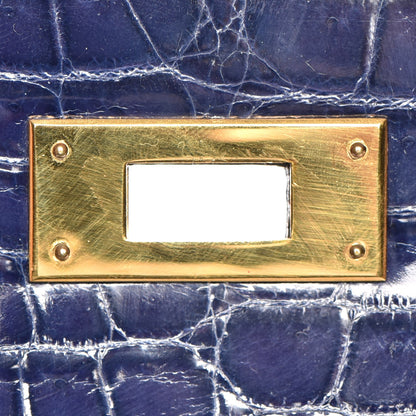 Hermes Shiny Niloticus Crocodile Kelly Sellier 32 Bleu Saphir 30 of 32