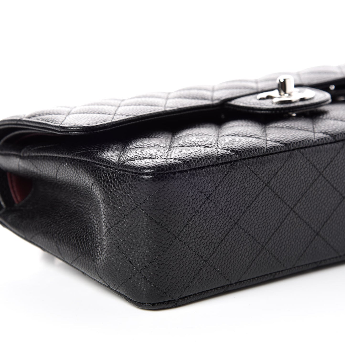 Caviar Quilted Medium Double Flap Black