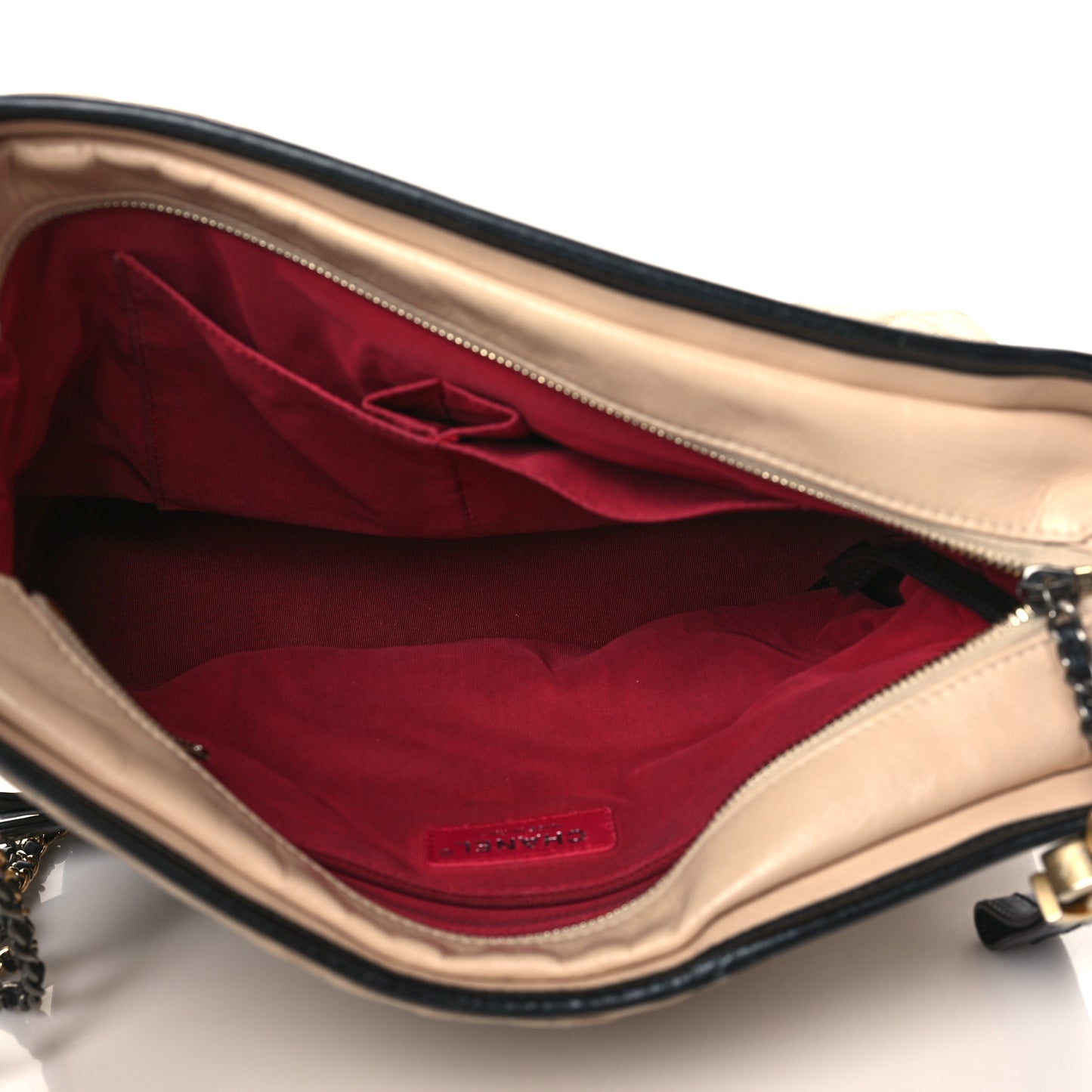 Aged Calfskin Quilted Large Gabrielle Hobo Beige Black