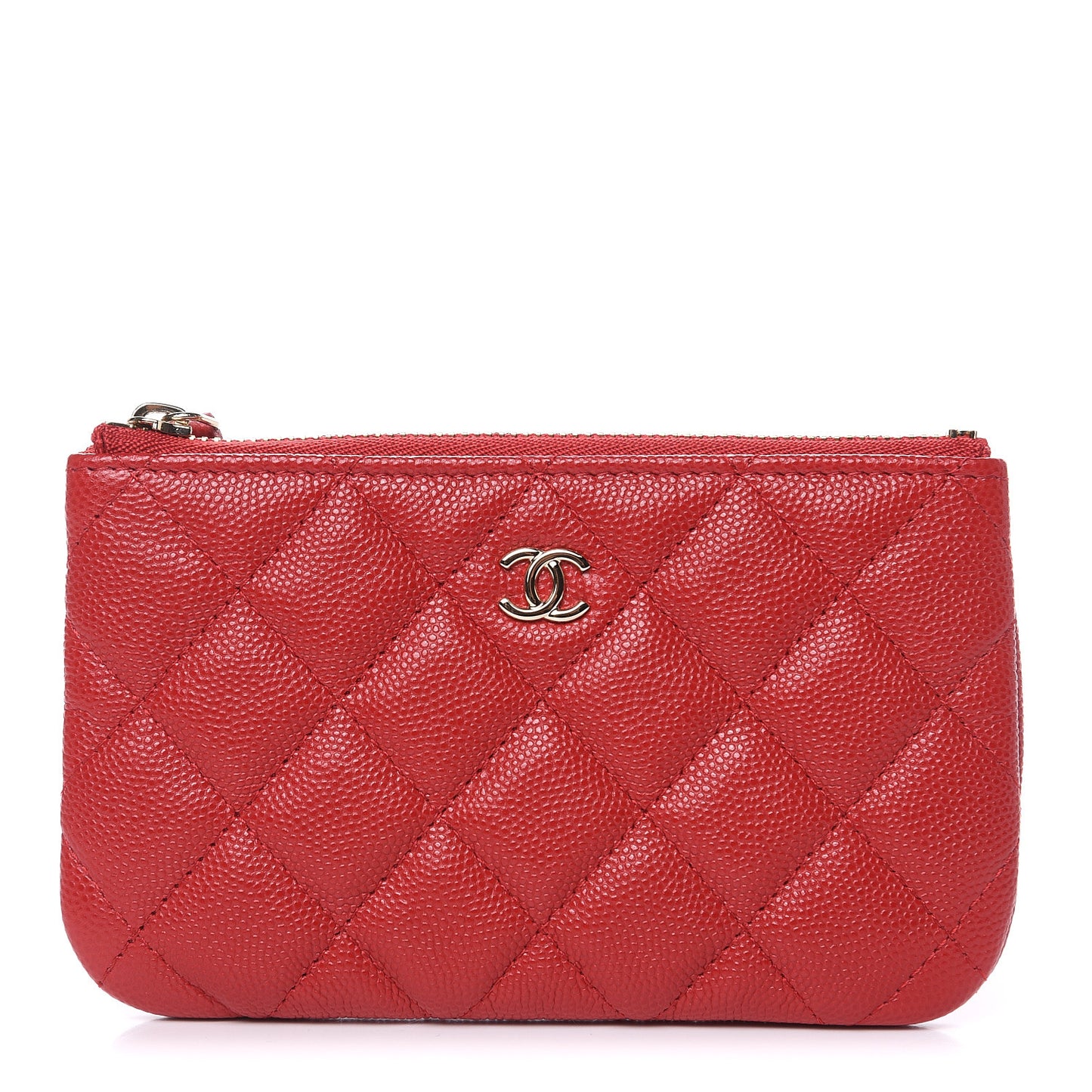 Caviar Quilted Small Cosmetic Case Red
