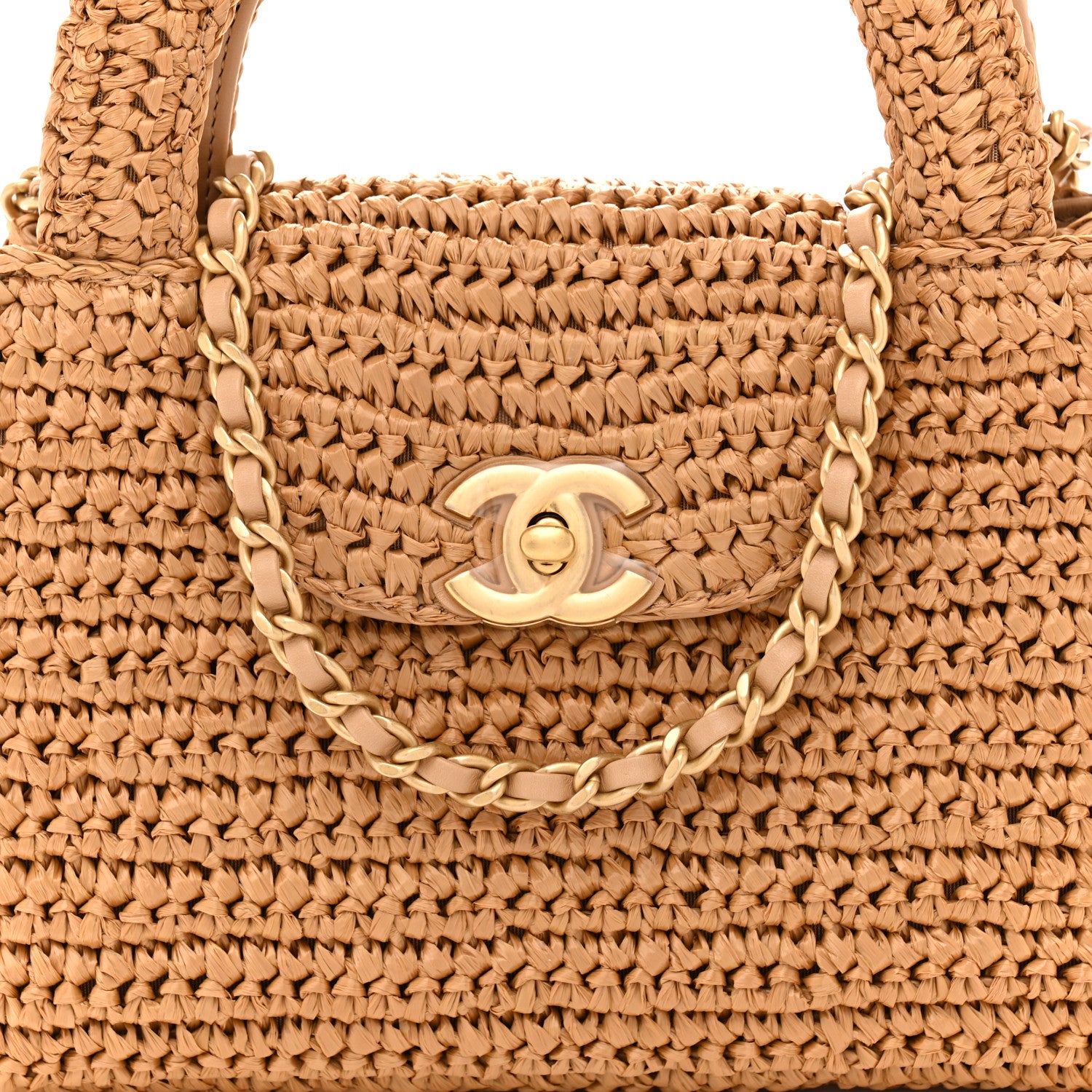 Chanel Braided Raffia Nano Kelly Flap Bag Dark Beige 8 of 11