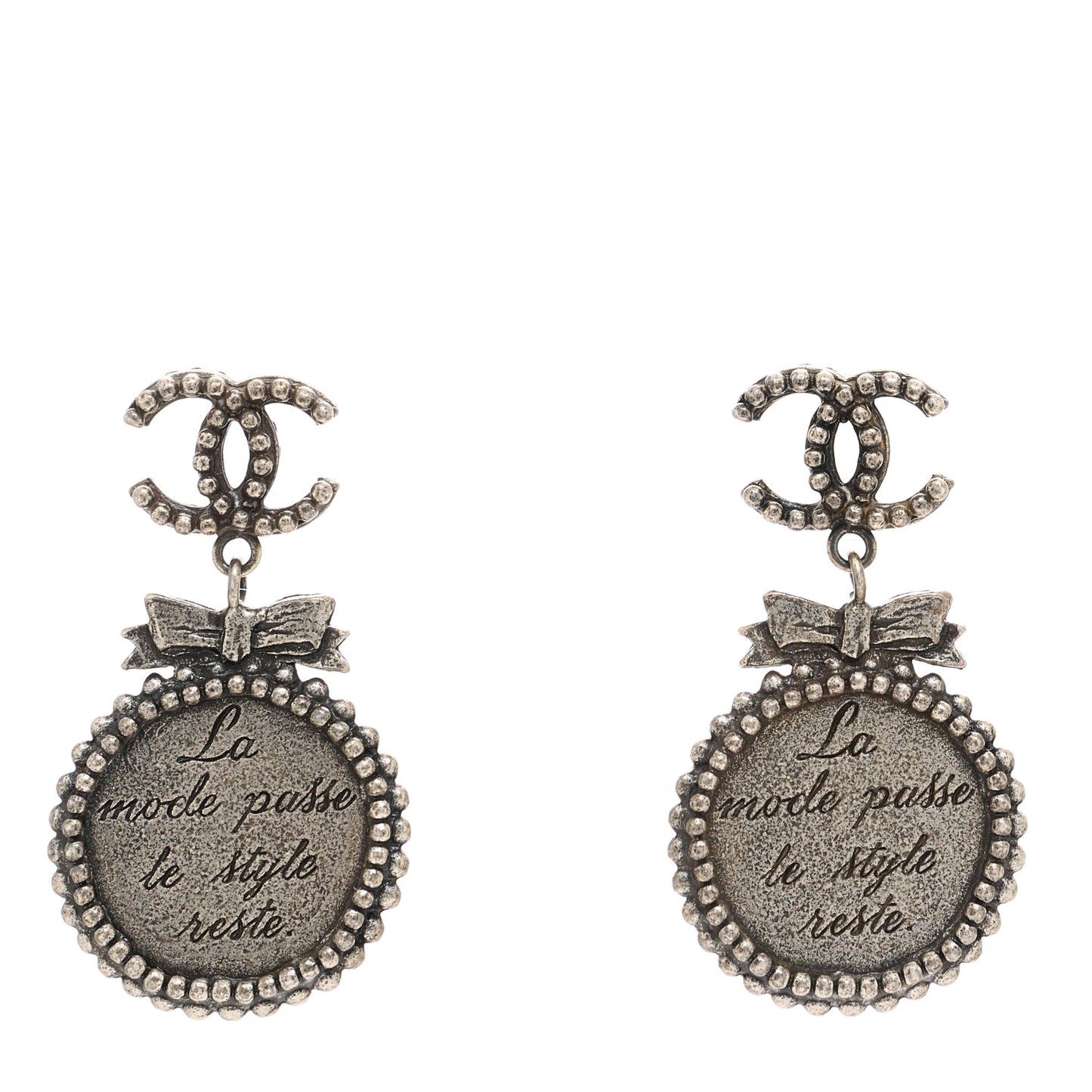 Ruthenium CC Medallion Drop Earrings