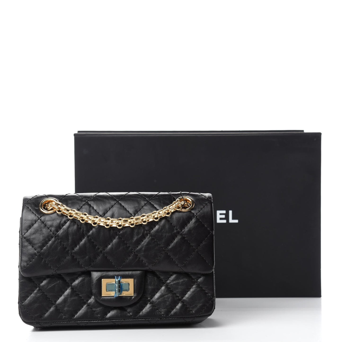 Aged Calfskin Quilted 2.55 Reissue Mini Flap Black
