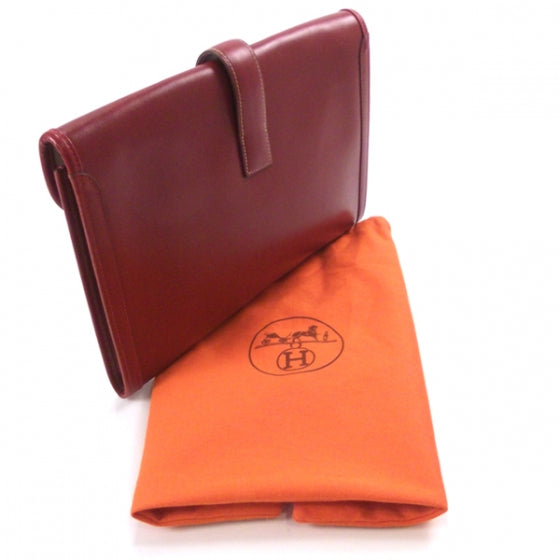 Box Leather Jige Clutch Rouge