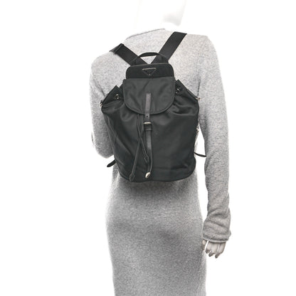 Prada Nylon Vela Saffiano Small Cinch Backpack Black 2 of 11