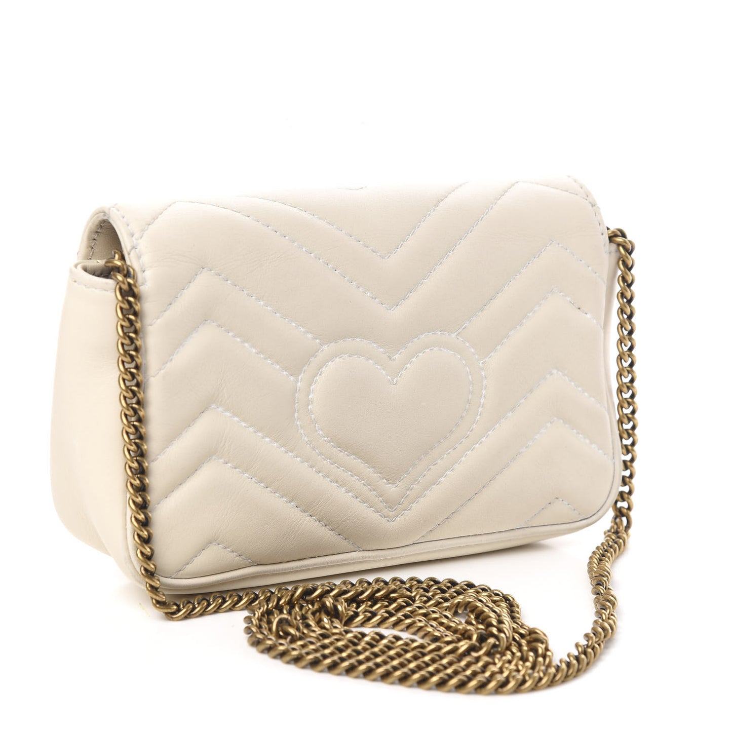 Calfskin Matelasse Super Mini GG Marmont Shoulder Bag White