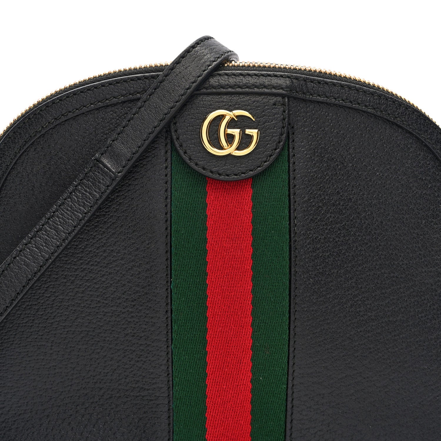 Gucci Calfskin GG Web Small Ophidia Dome Shoulder Bag Black 8 of 10